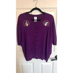 Disney Womens Purple Authentic Coco Mama Imelda Button Cardigan Sweater Size 2XL